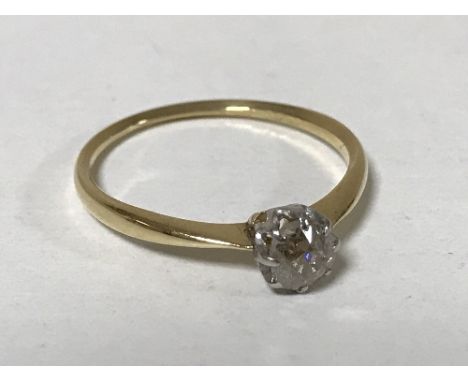 18ct old cut solitaire diamond ring  CONDITION REPORT: Approximately 0.3 carat. Colour approx. K/L. Visible fissure within st