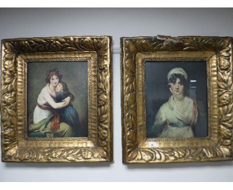 A pair of gilt framed Great Master prints 'portrait of Miss Biddons' and 'Madame Le Brun and Her Daughter' 