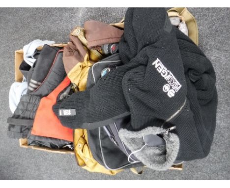 Three boxes of vintage clothing and two pairs of Berghaus boots