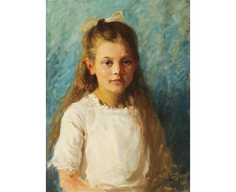 {Franz Löffler. 1875 Pettenreuth - 1955 Wasserburg.} Sign. und 1912 dat. Portrait des Wasserburger Mädchens Gretl Rauh. Öl/Lw