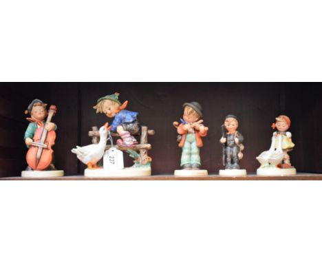Goebel Figures - Barnyard Hero; others Sweet Musico, Little Fiddler, Goose Girl, Chimney Sweep (5)