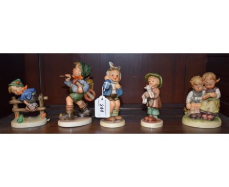 Goebel Figures - The Smart Little Sister; others The Runaway Boy with Toothache, Retreat to Safety and The Lost Sheep (5)