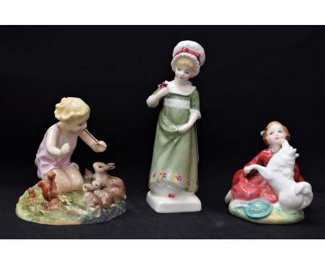 Ceramics - a Royal Worcester figure, Woodland Dance, 3076; a Royal Doulton figure, Home Again, HN2167 and Ruth, HN2799 (3)