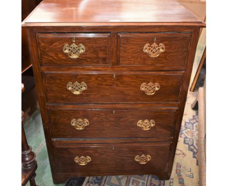 A 20th century chest, rectangular top above two short and three long drawers, bracket feet, 93cm high