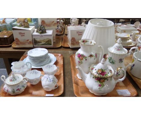 Two trays of China: one tray with Shelley ‘Blue Rock’ part tea ware: three teacups, six saucers, five tea plates, sandwich pl