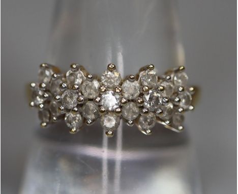 9ct gold multi stone dress ring.  3.4g approx.  Ring size R.  (B.P. 21% + VAT) 