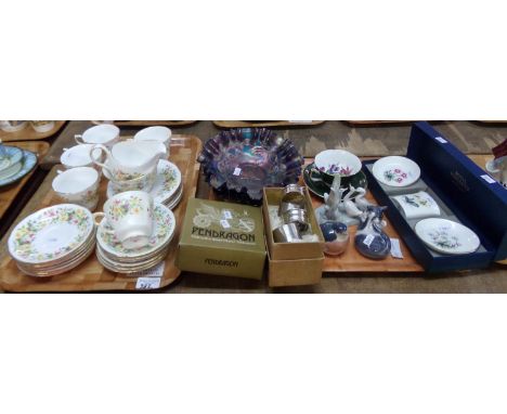 Tray of continental figures; ladies and gentleman in 18th Century dress and girl with fruit etc. Together with a tray of mixe