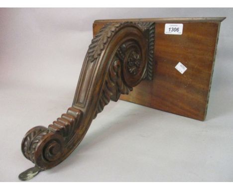 19th Century carved mahogany clock bracket