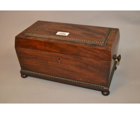 Regency mahogany tea caddy with glass mixing bowl