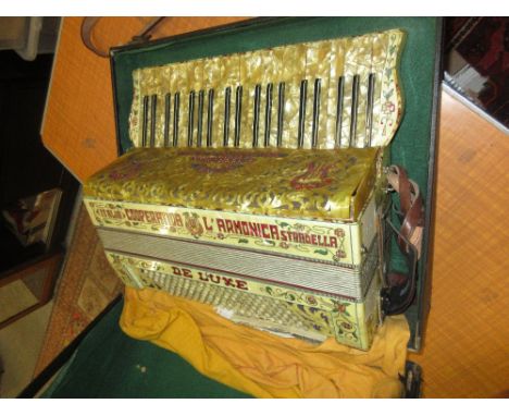Late 19th or early 20th Century Italian one hundred and twenty button piano accordion, inscribed Italia Cooperativa L'Armonic