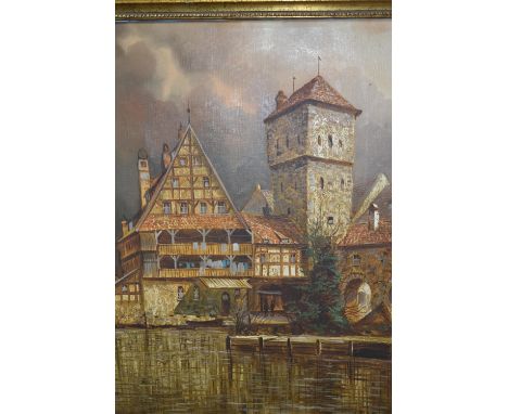 Group of ten various British and Continental oils and watercolours, various landscapes and a portrait