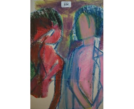 Muriel Parr, mixed media figure study, signed with initials M.P., 22ins x 18ins