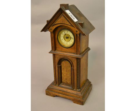 Late 19th Century Continental walnut and gilt decorated mantel clock with enamel dial and Arabic numerals
