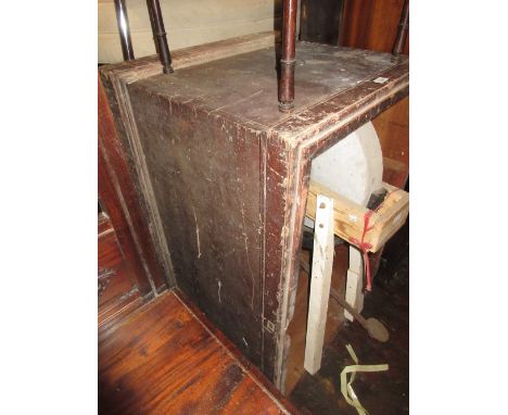 Large 19th Century mahogany and painted pine tool trunk (at fault)