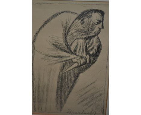 Ernst Barlach, lithograph, study of a figure with cloak and dagger, 11ins x 8ins CONDITION REPORT Signed within the lithograp