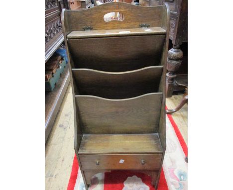 Oak magazine rack together with a Victorian mahogany step commode