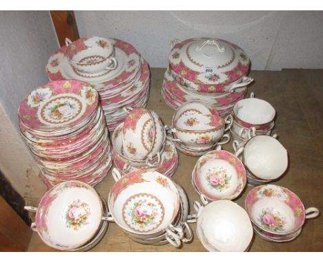 Royal Albert Lady Carlyle pattern dinner and tea service CONDITION REPORT Some loss of gilt to all pieces, some crazing and d