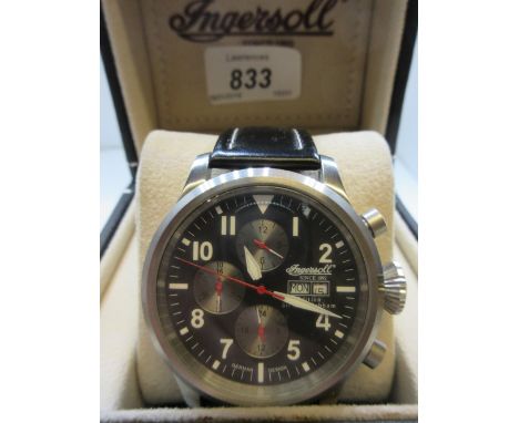 Ingersoll, gentleman's stainless steel Limited Edition ' Sir Alan Cobham' automatic pilots wristwatch on a leather strap with