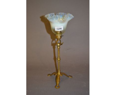 Early 20th Century W.A.S. Benson style brass table lamp having vaseline glass shade CONDITION REPORT No cracks or chips to th