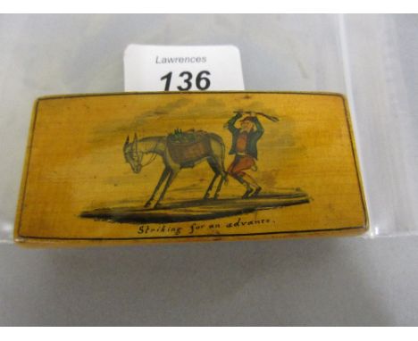 Early 19th Century pen work snuff box ' Striking from an Advance ', maker John Gibson Auchinleck CONDITION REPORT This is a l