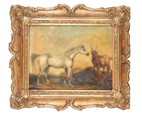 ENGLISH SCHOOL, 19TH CENTURY A near pair of studies of animals in landscapesunsigned, the first of two donkeys within a field
