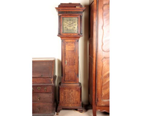 AN OAK AND MAHOGANY BANDED LONGCASE CLOCK BY JOHNATHAN ALLEN OF MACCLESFIELDlate 18th/early 19th century, the 30cm square bra