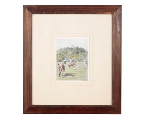 *AFTER LIONEL EDWARDS (1878-1966) A pair of polo scenesboth signed in plate, colour prints, each image 17cm x 12.5cm (2)