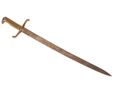 A GERMAN MILITARY SIDE ARMcirca 1870, with ribbed brass handle, 60cm longNote: You must be over 18 to purchase this item. By 