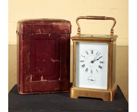 A FRENCH BRASS REPEATING CARRIAGE ALARM CLOCK BY THE GOLDSMITHS AND SILVERSMITHS COMPANYretailed by the same company, Regent 