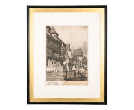 *LUIGI KASIMIR (1881-1962) 'Hecklehornflect'signed and inscribed to the margin, etching, the image 31cm x 24.5cm; together wi