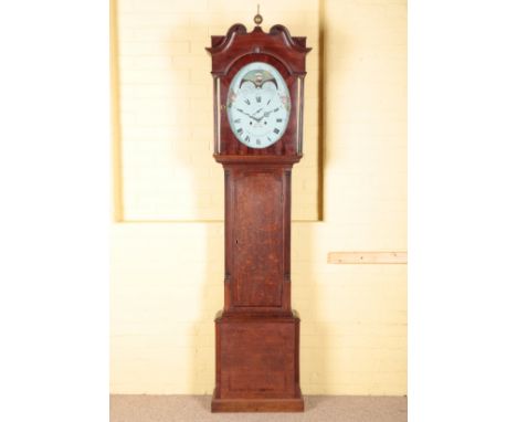 A LATE GEORGE III OAK AND MAHOGANY LONGCASE CLOCK BY SAMUEL NIXON OF NEWCASTLE the eight day movement striking on a bell, the