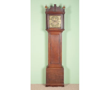 A GEORGE III OAK LONGCASE CLOCK BY SAMSON WROTH, TAUNTONthe eight day movement striking on a bell, the brass dial with subsid