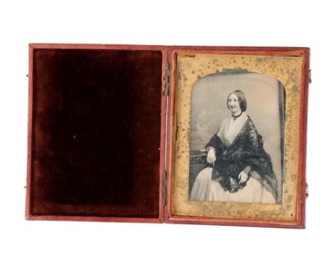 Quarter Plate Daguerreotype of a Woman, William Edward Kilburn quarter plate daguerreotype of a woman wearing a shawl. Condit