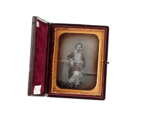 Daguerreotype Portrait from Montreal, Quarter plate daguerreotype of a young child, labelled "A. H. E. age 7 Montreal" and "F