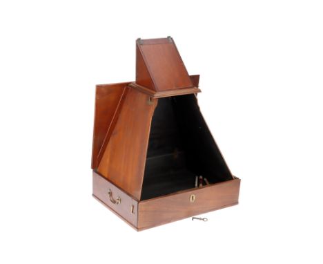 A Rare & Early Camera Obscura, English, c.1800, unsigned, case opens with top folding up with triangular fold-up sides with b