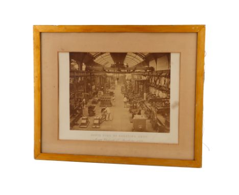 Early Photograph of Whitworth &amp; Co. Manchester Workshop, Large framed and glazed image showing the Steam Engine erecting 