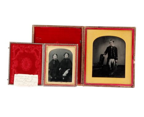 2 Ambrotypes of Scottish children including a quarter plate - 3 ¼" x 4 ¼ ambrotype of a child in traditional Scottish dress l