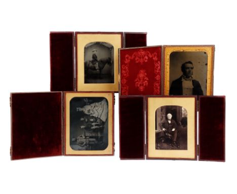 Ambrotypes Whole Plate Young Boy on Pony, and Others, Group of whole plate ambrotypes including a boy on a pony by Caldesi &a