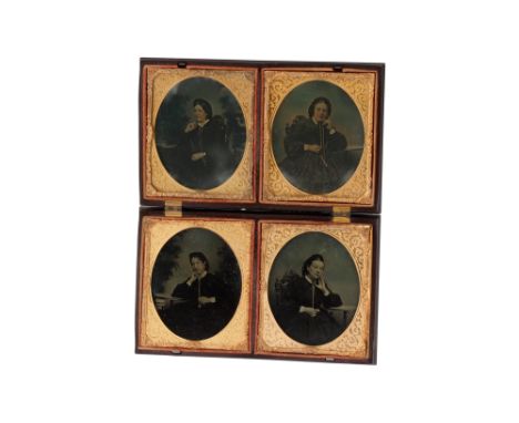 Unusual Ambrotype in Double 1/6 Plate Union Case Rare double 1/6 plate, "Spray of Strawberries" union case containing 4x 1/6 