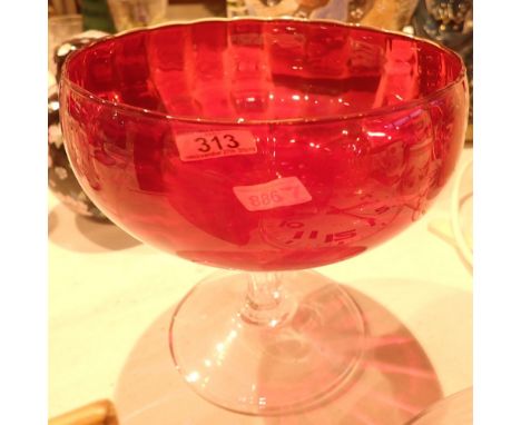 Ruby pedestal glass bowl