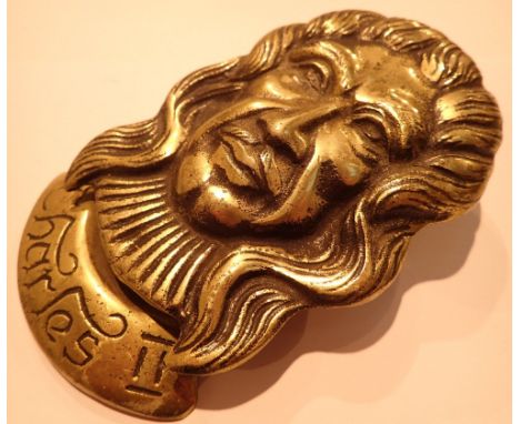 Large Charles II brass door knocker made in Great Britain 