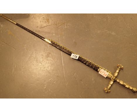 Wall hanging Rapier style sword in leather scabbard