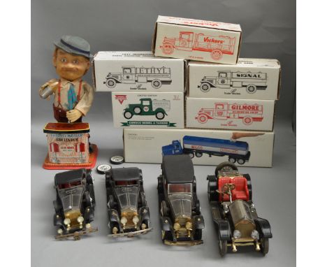 Mixed lot including automaton bartender, novelty money banks etc.