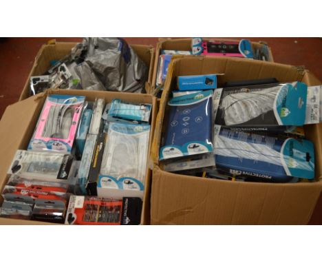 4 boxes of assorted games console and accessory cases etc