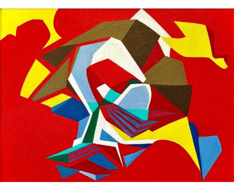 Joyce TURNER (1920-2020)Homage to Patrick HeronOil on boardSignedFurther signed to verso44x60cm Joyce Turner was an abstract 