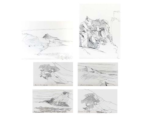 John BARNICOAT (1924-2013)Prussia Cove, 19734 pencil drawings on paperEach inscribed and dated 20/10/73Each 13 x 22cmTogether