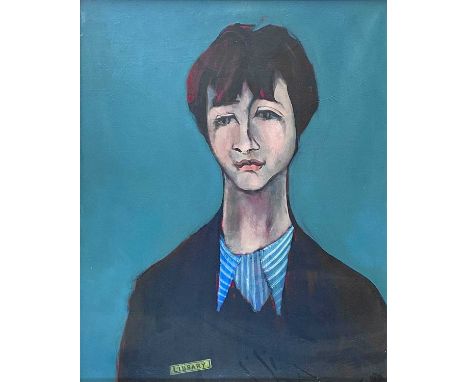 Julian DYSON (1936-2003)Portrait of a student, he wears a library monitors badgeOil on canvasSigned and dated '76 to verso81x
