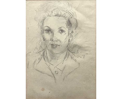 Bernard Howell LEACH (1879-1979)Portrait of the artist Marion Grace Hocken, 1947Pencil on paper23.5x17cmAnotated to the rever