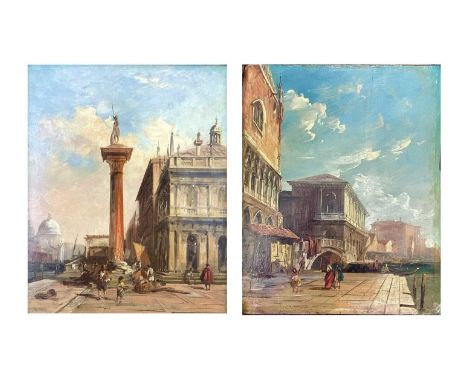 Attributed to Edward PRITCHETT (1808-1894)VeniceA pair of oils on oak panelEach with old Spink label to verso and one with a 
