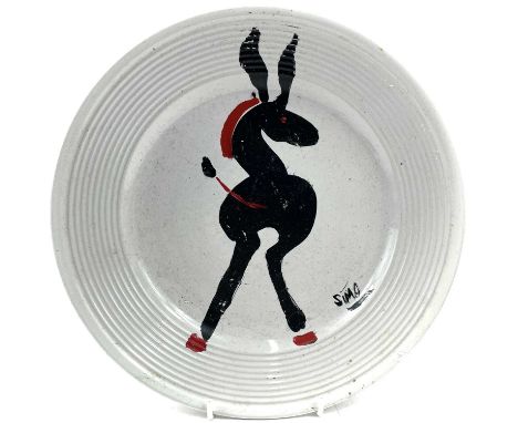 Simeon STAFFORD (1956)Black DonkeyMixed mediaSignedFurther signed and dated to versoDiameter: 28cmSome abrasions to the pigme